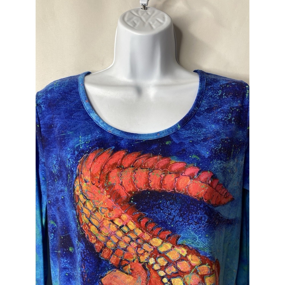 Leoma Lovegrove Women's Alligator Shirt Size Small Artsy Vacation Tropical Boho - Picture 3 of 11